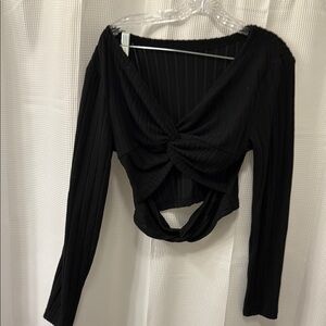 SHEIN Black Twist Front Crop Top
